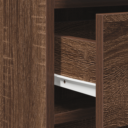 Sideboard Med Skuffe Brun Eg 40 X 41 X 75 Cm Konstrueret Træ