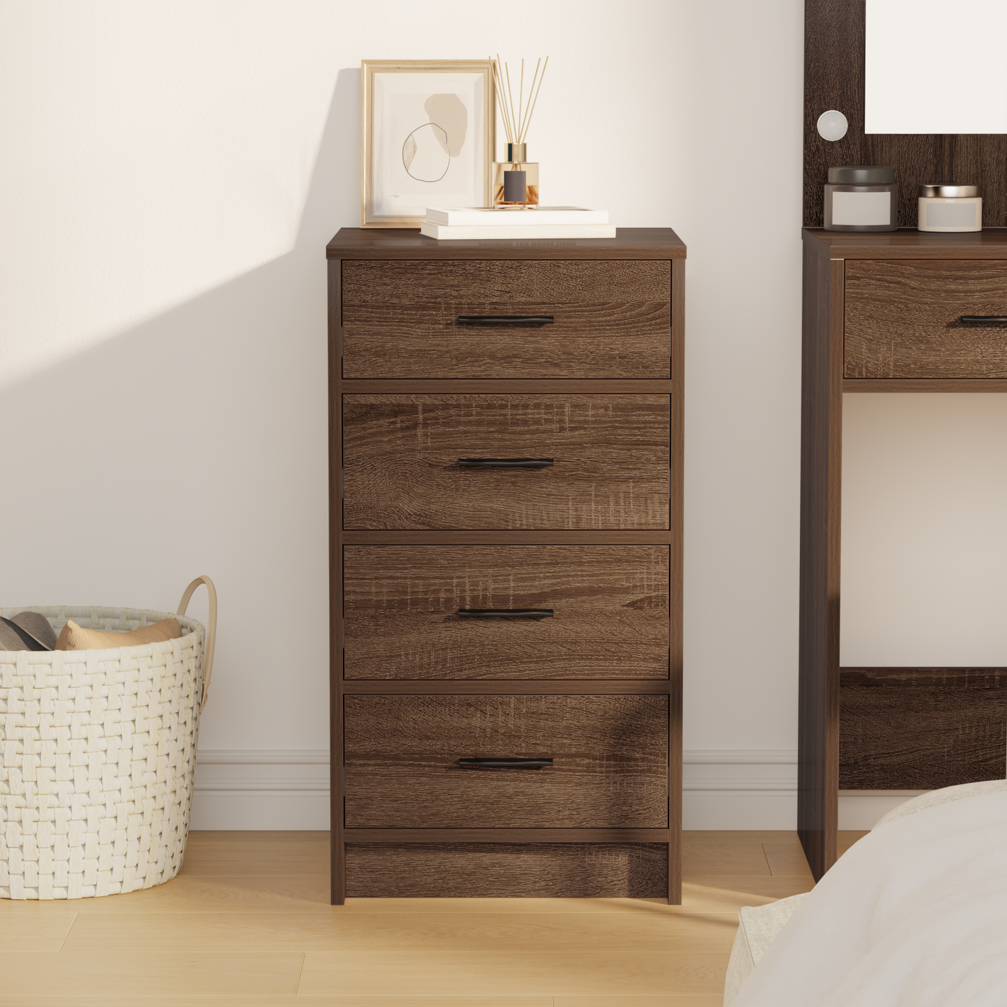 Sideboard Med Skuffe Brun Eg 40 X 41 X 75 Cm Konstrueret Træ