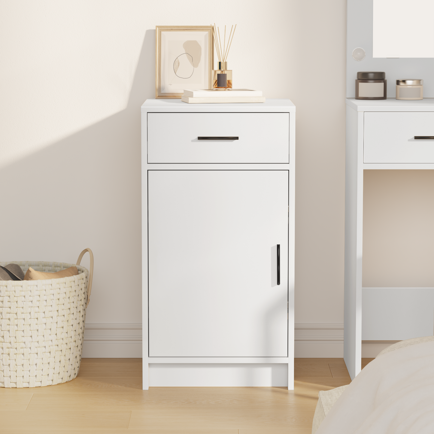 Sideboard Med Skuffe Hvid 40 X 40.5 X 75 Cm Konstrueret Træ