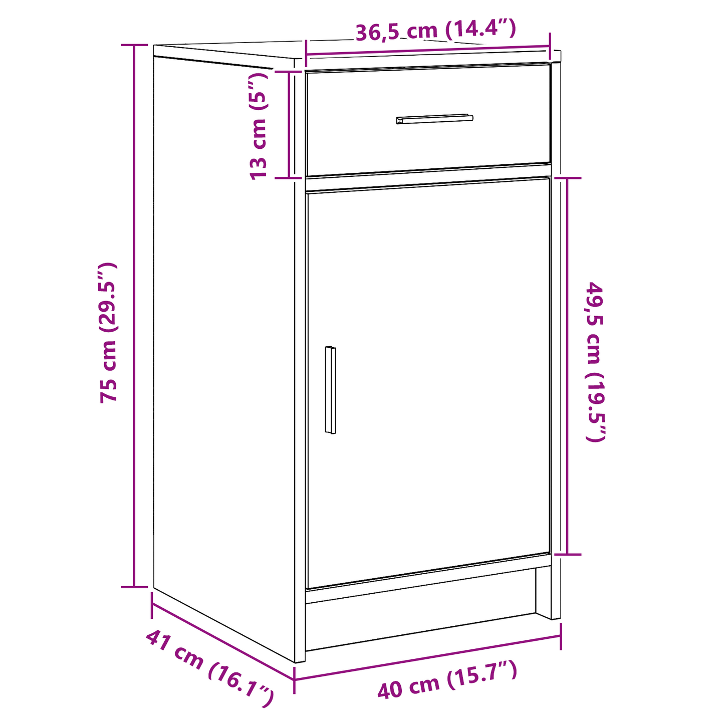 Sideboard Med Skuffe Hvid 40 X 40.5 X 75 Cm Konstrueret Træ