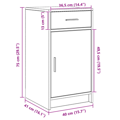 Sideboard Med Skuffe Sort Eg 40 X 40.5 X 75 Cm Konstrueret Træ