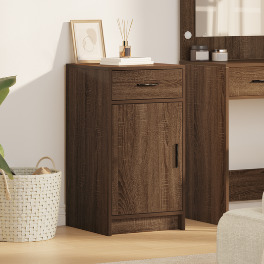 Sideboard Med Skuffe Brun Eg 40 X 40.5 X 75 Cm Konstrueret Træ
