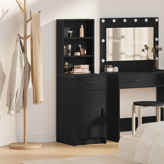 Highboard Med Skuffe Sort Eg 40 X 40,5 X 135 Cm Konstrueret Træ