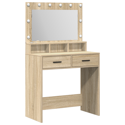 Makeupbord Med Hylde Sonoma-Eg 79 X 41 X 135 Cm Konstrueret Træ