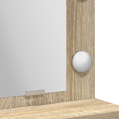 Makeupbord Med Hylde Sonoma-Eg 50 X 41 X 135 Cm Konstrueret Træ