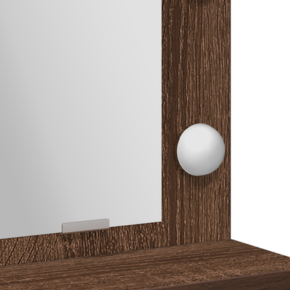Makeupbord Med Skuffe Brun Eg 50 X 41 X 135 Cm Konstrueret Træ