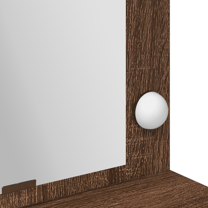 Makeupbord Med Hylde Brun Eg 100 X 41 X 135 Cm Konstrueret Træ