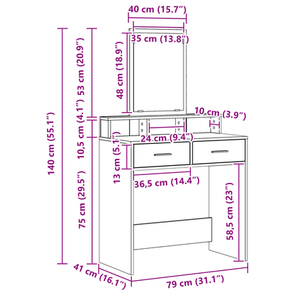 Dressingbord Artisan Egetræ 79 X 41 X 140 Cm Konstrueret Træ