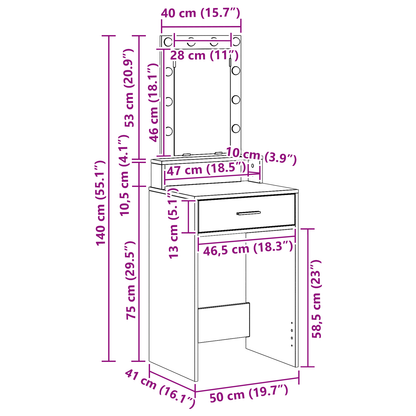 Klædeskab Med Skuffe Grå 50 X 41 X 140 Cm Konstrueret Træ