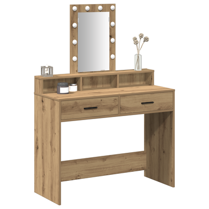 Makeupbord Med Led-Lys Artisan Eg 100X41X140 Cm