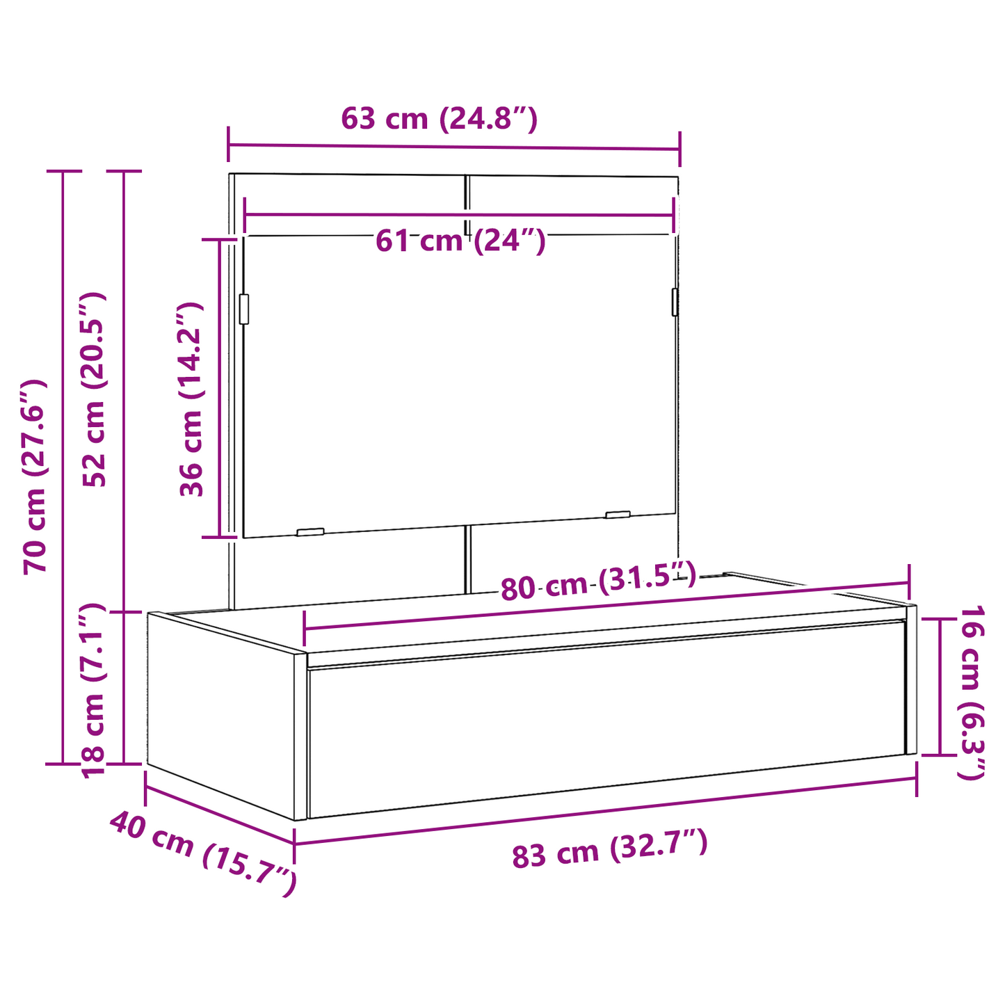 Klædeskab Med Skuffe Hvid 83 X 40 X 70 Cm Konstrueret Træ