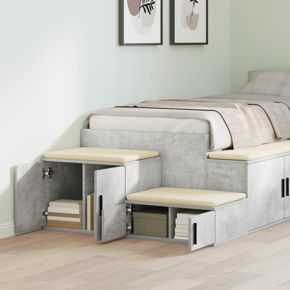 Opbevaringsskab Beton Grå 118X41X40 Cm Ingeniør Træ