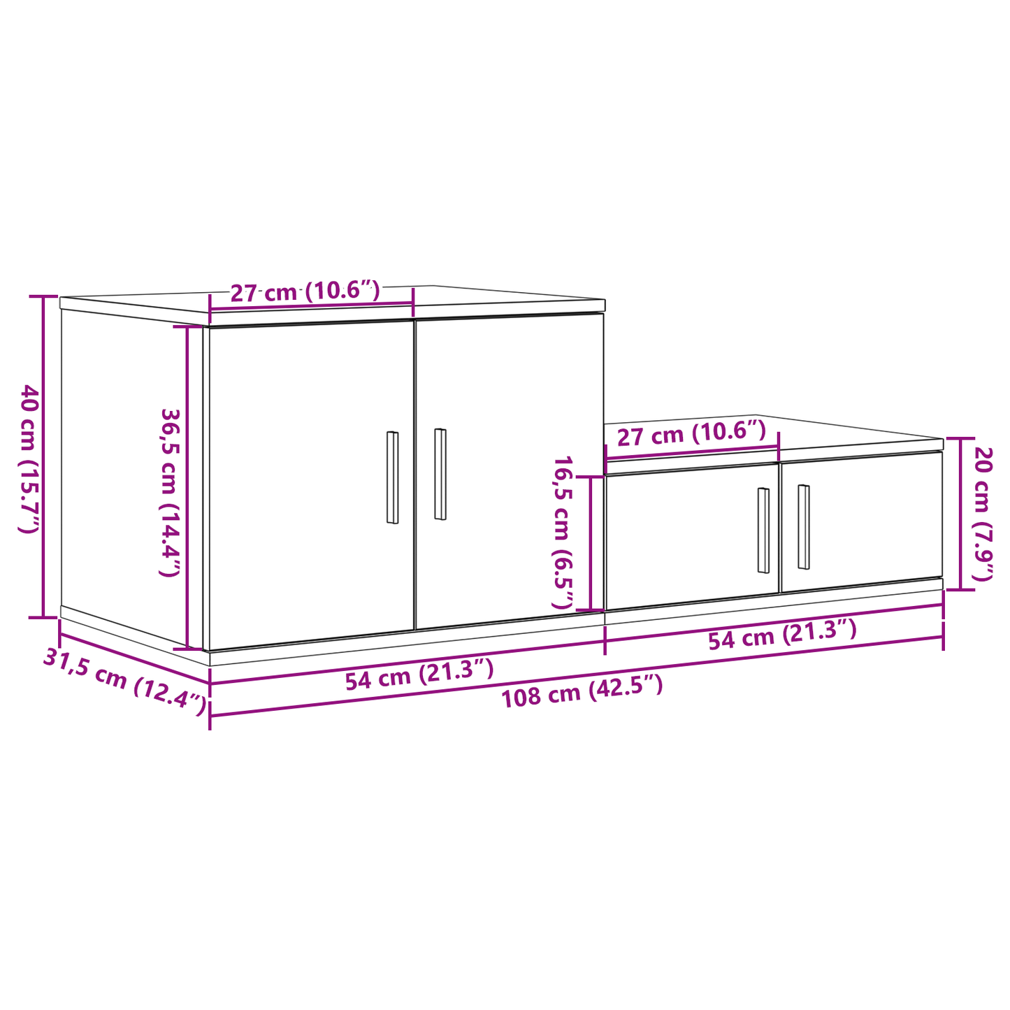 Opbevaringsskab Sort 108X41X40 Cm - Lavet Af Træ