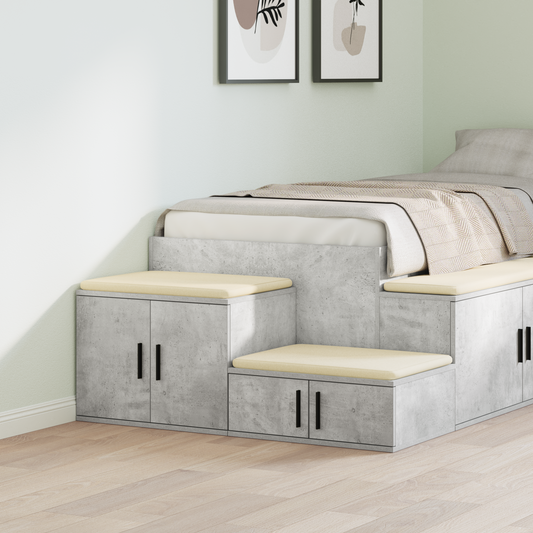 Opbevaringsskab Grå Beton 108X41X40 Cm Lavet Af Træ