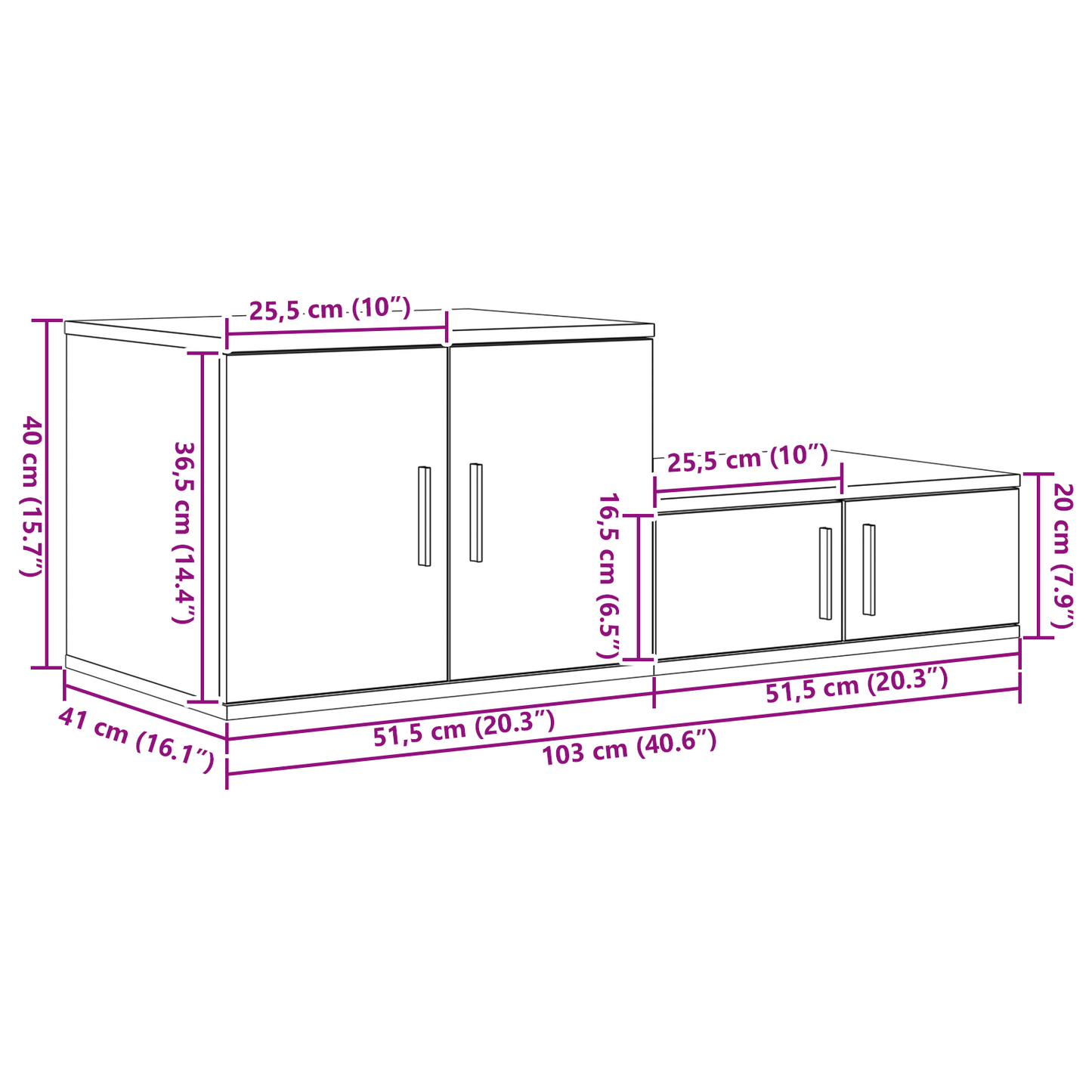 Sort Opbevaringsskab 103X41X40 Cm I Konstrueret Træ