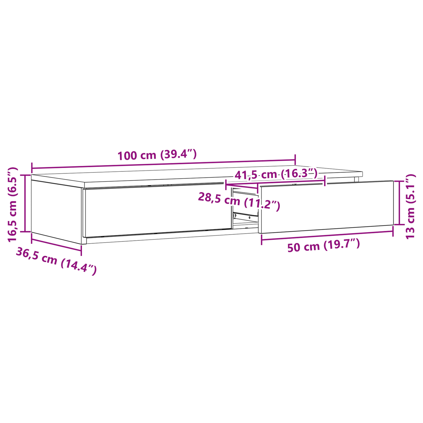 Sengeskuffer Sort 100X36,5X16,5 Cm Træ
