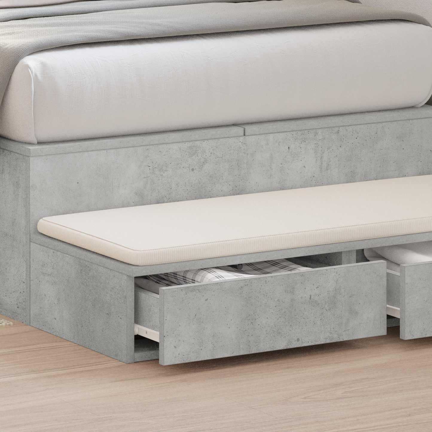 Senge Skuffer Beton Grå 80X36,5X16,5 Cm Konstrueret Træ