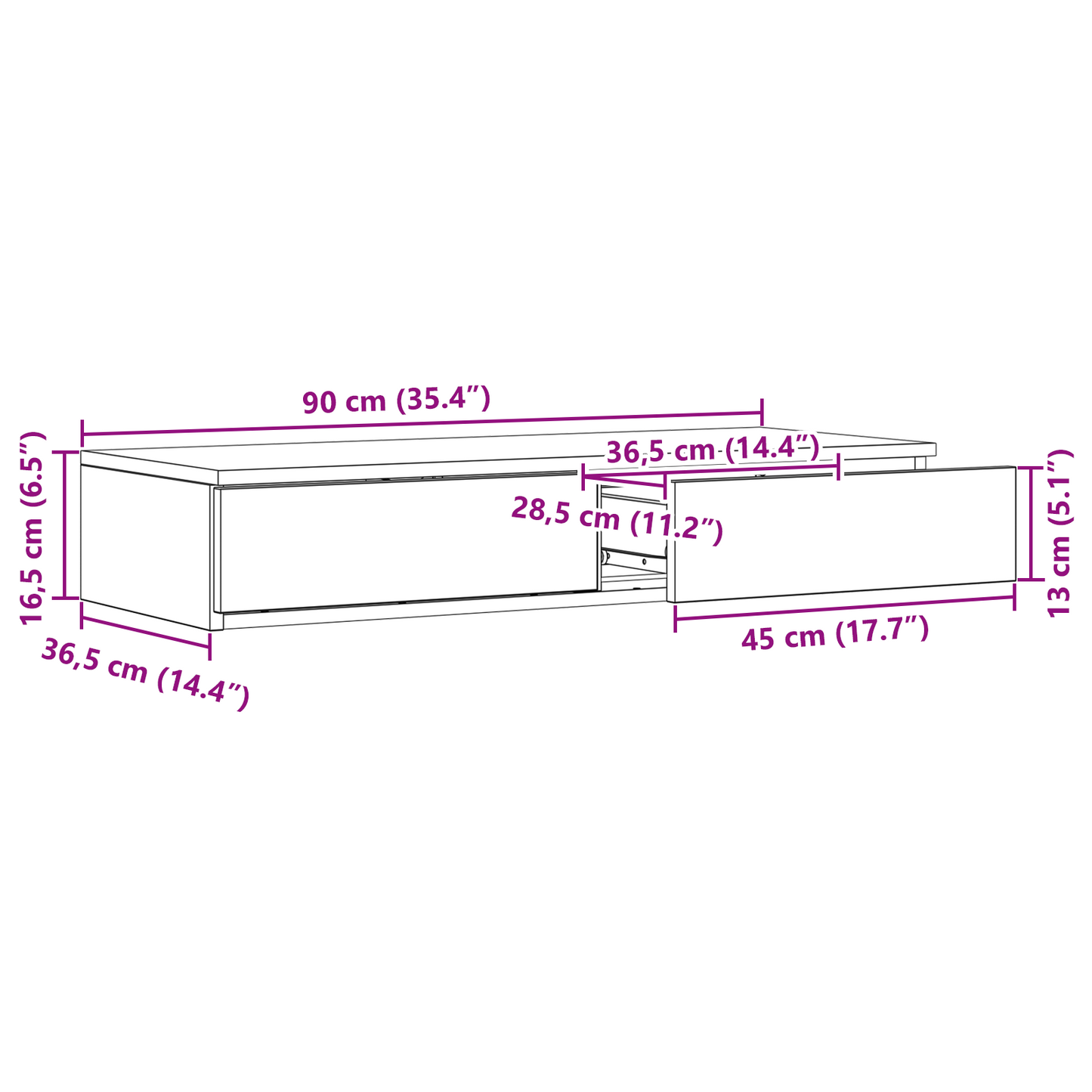 Sengeskuffer Sort 90X36,5X16,5 Cm Ingeniørtræ