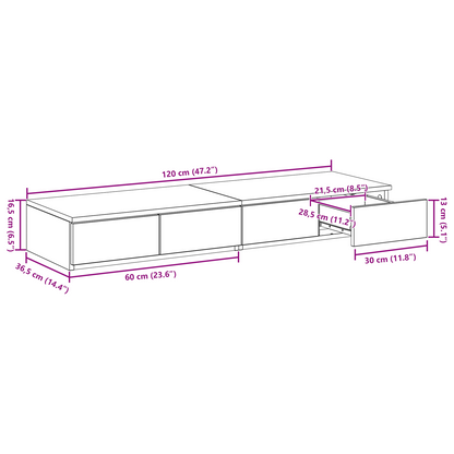 Sengeskuffer Artisan Eg 120X36,5X16,5 Cm Konstrueret Træ