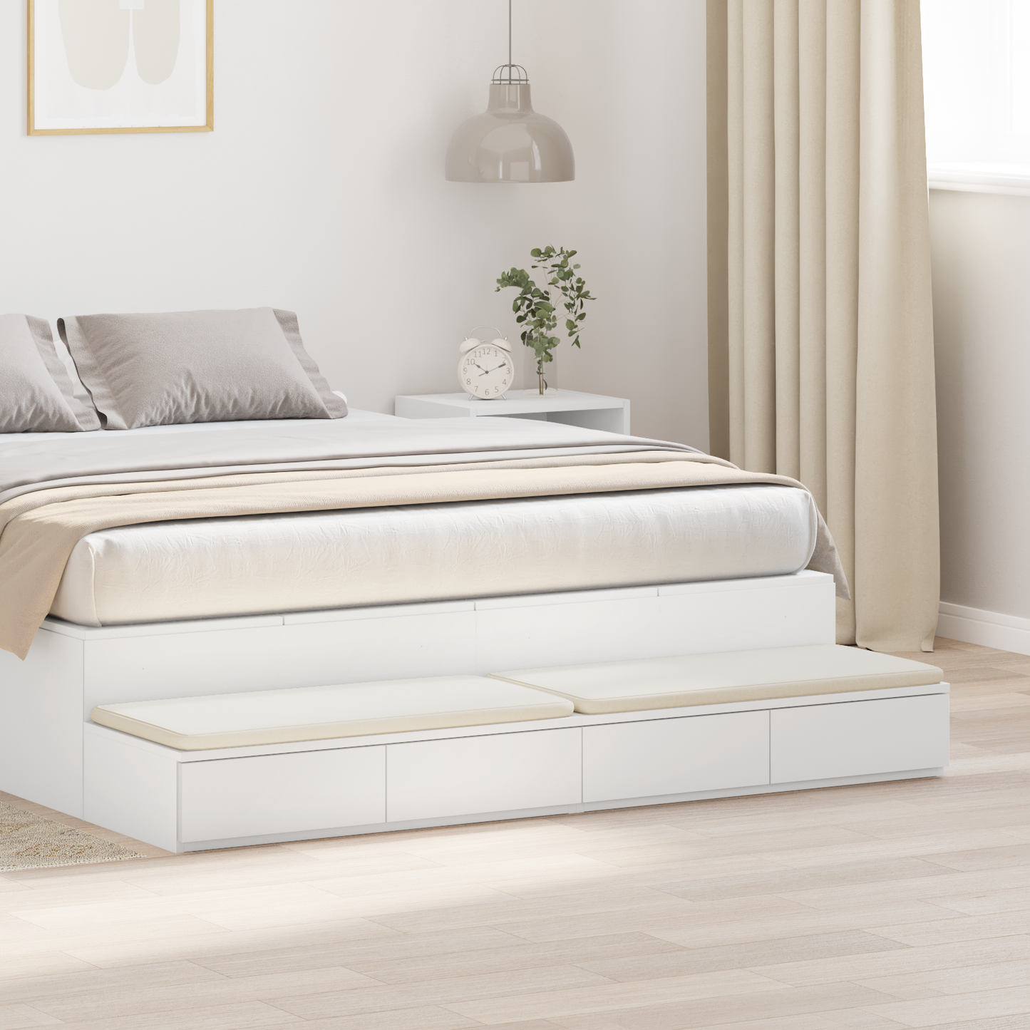 Bedskuffer Hvid 150X36,5X16,5 Cm Konstrueret Træ
