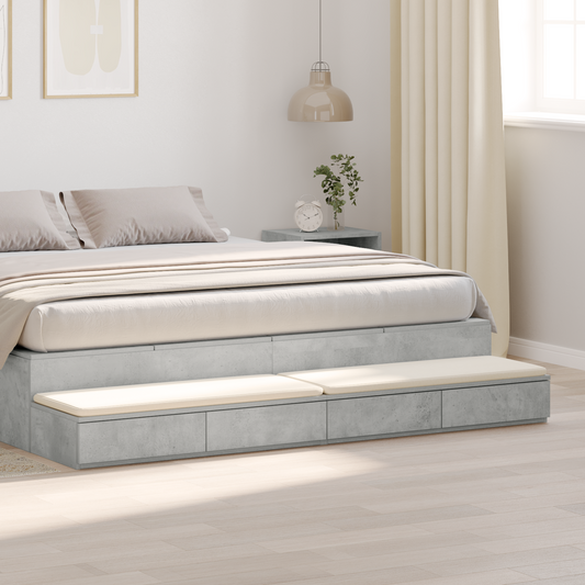 Sengekufferter Beton Grå 180X36,5X16,5 Cm Konstrueret Træ