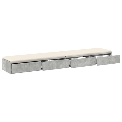 Sengekufferter Beton Grå 180X36,5X16,5 Cm Konstrueret Træ