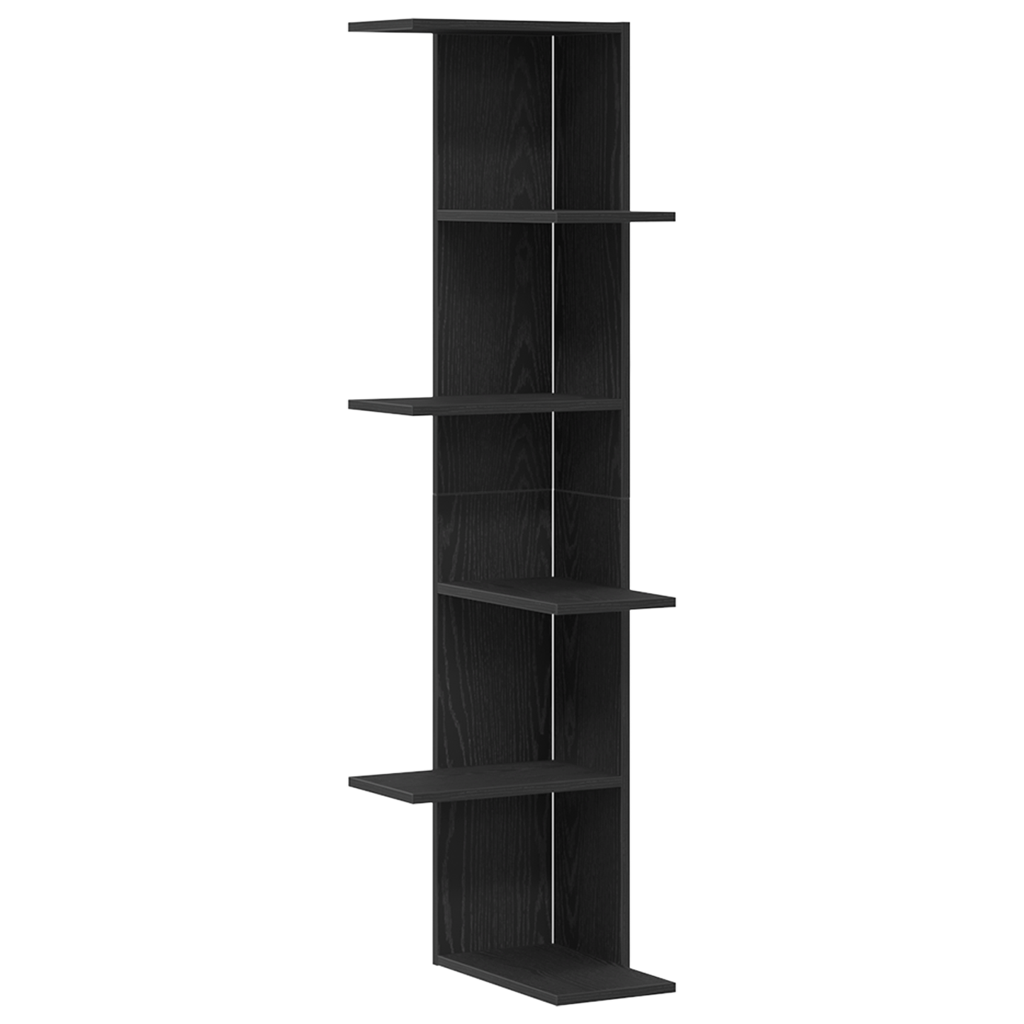 Væghjørneshylde Sort Eg 36,5X36,5X140 Cm Konstrueret Træ