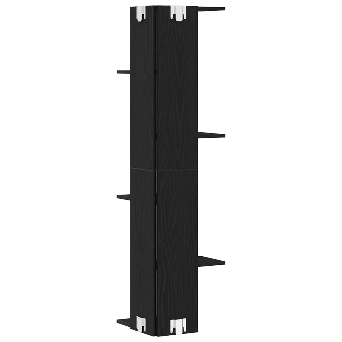 Væghjørneshylde Sort Eg 36,5X36,5X140 Cm Konstrueret Træ