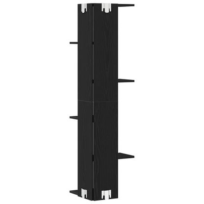 Væghjørneshylde Sort Eg 36,5X36,5X140 Cm Konstrueret Træ