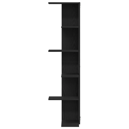 Væghjørneshylde Sort Eg 36,5X36,5X140 Cm Konstrueret Træ