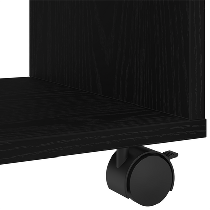 Endebord Med Hjul Sort Eg 72X33X42,5 Cm Konstrueret Træ