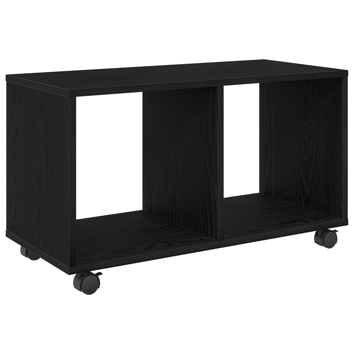 Endebord Med Hjul Sort Eg 72X33X42,5 Cm Konstrueret Træ