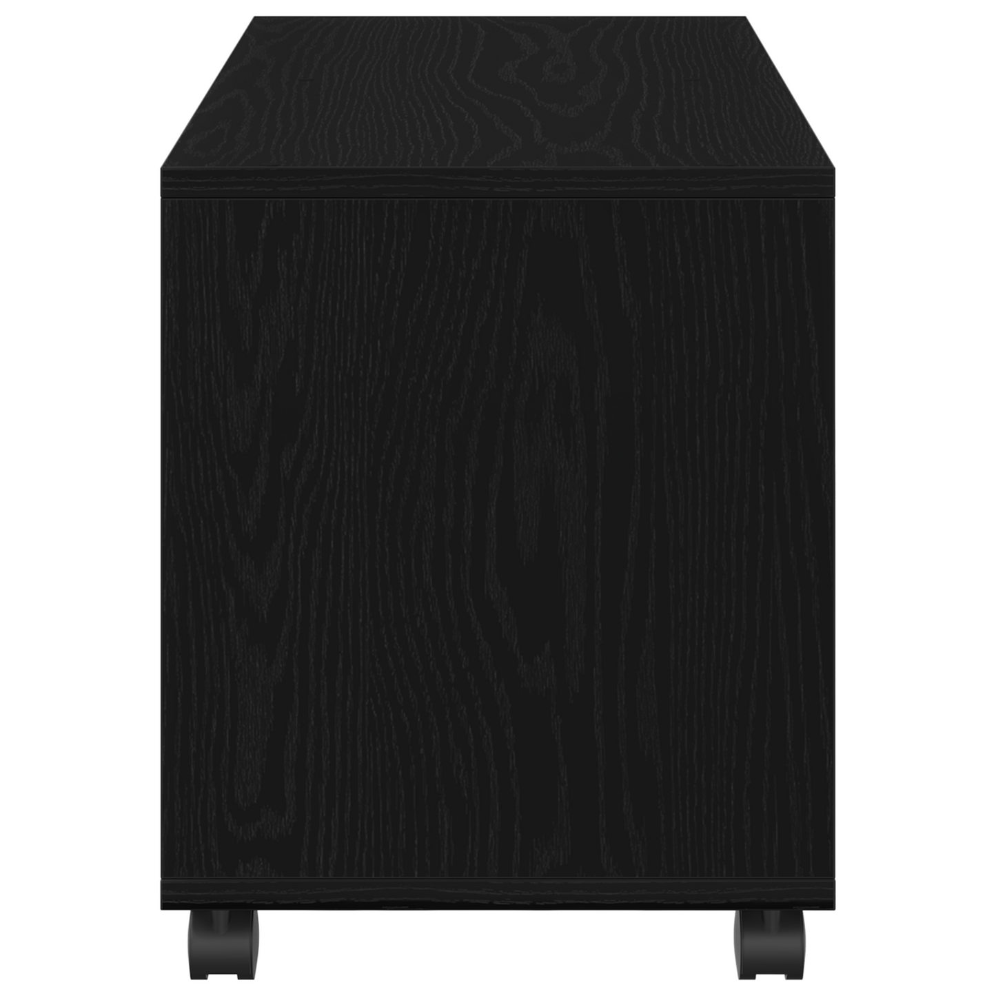 Endebord Med Hjul Sort Eg 72X33X42,5 Cm Konstrueret Træ
