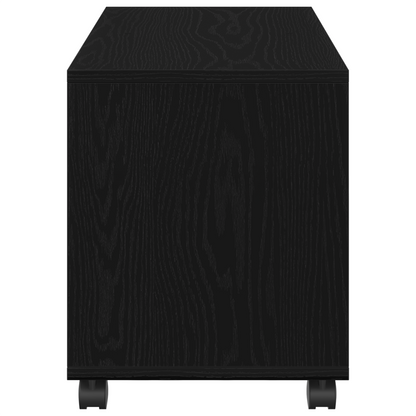 Endebord Med Hjul Sort Eg 72X33X42,5 Cm Konstrueret Træ