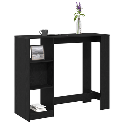 Barbord Med Hylde Sort Eg 102,5X46X103,5 Cm Konstrueret Træ