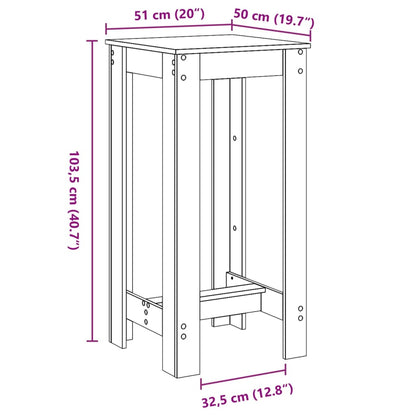 Bar Bord Sort Egetræ Konstrueret Træ 51X50X103,5 Cm
