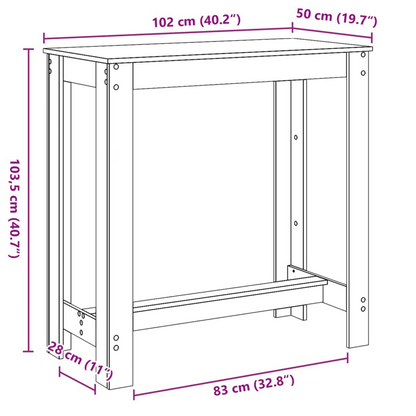 Barbord I Sort Eg 102X50X103,5 Cm I Træ