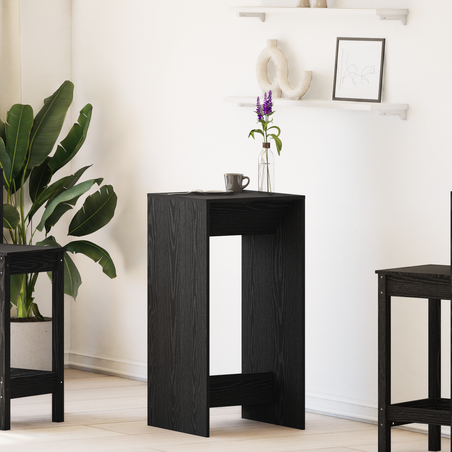 Barbord Sort Eg 51X50X103,5 Cm Ingeniørtræ