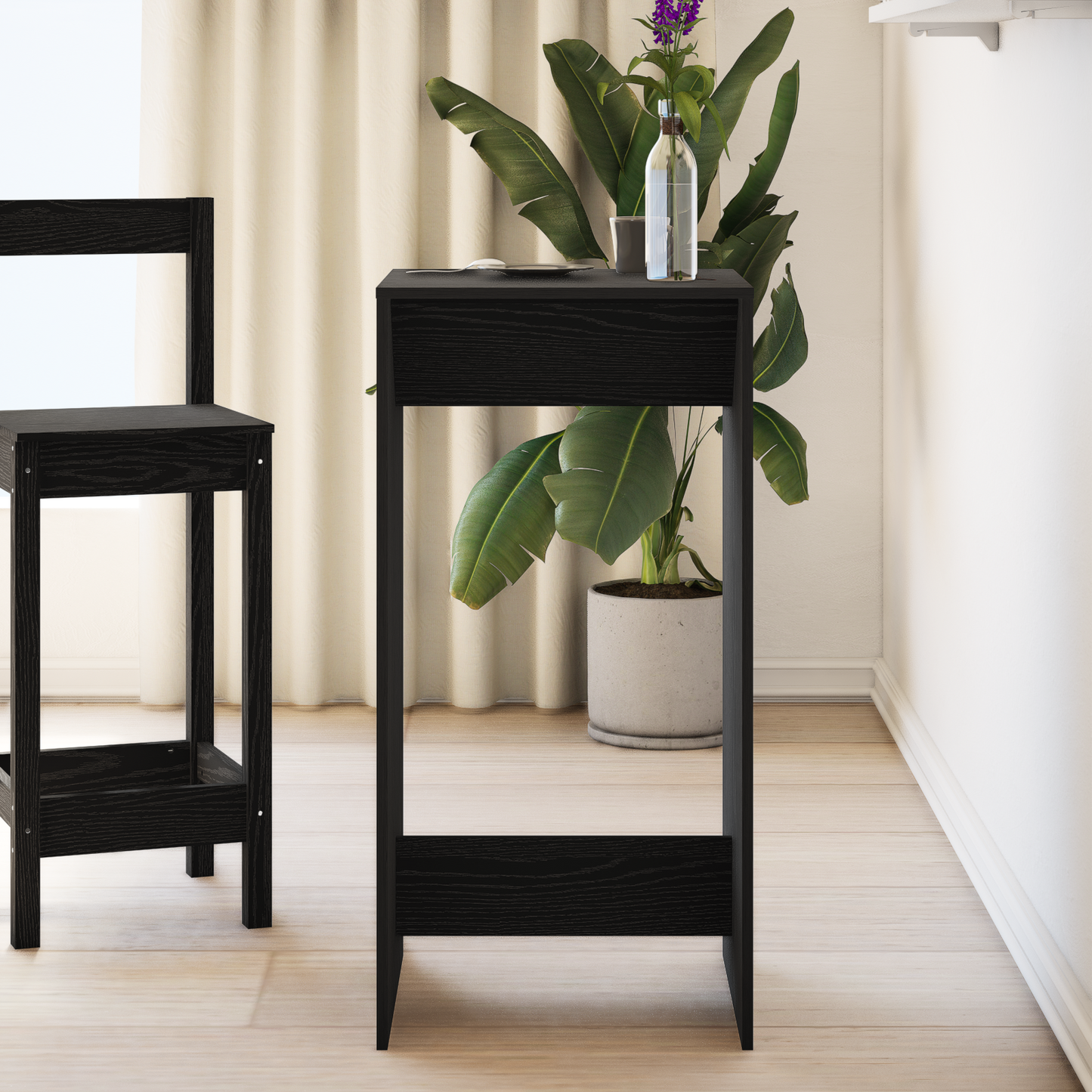 Barbord Sort Eg 51X50X103,5 Cm Ingeniørtræ