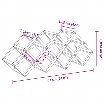 Vinreol Til 9 Flasker 63X16,5X25 Cm Pulverlakeret Stål