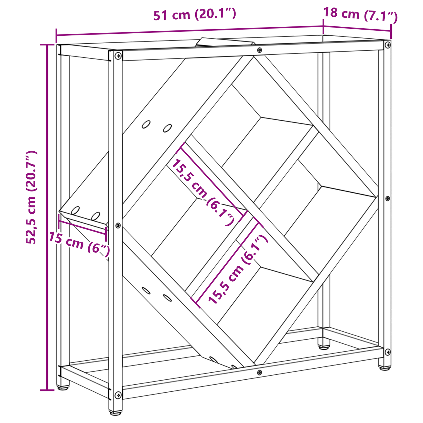 Vinhylde Røget Eg 51X18X52,5 Cm Konstrueret Træ