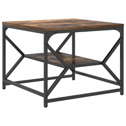 Sofabord Med Hylde I Røget Eg 51X50X40 Cm I Ingeniørtræ