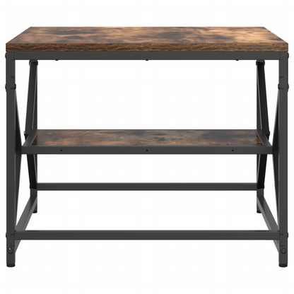 Sofabord Med Hylde I Røget Eg 51X50X40 Cm I Ingeniørtræ