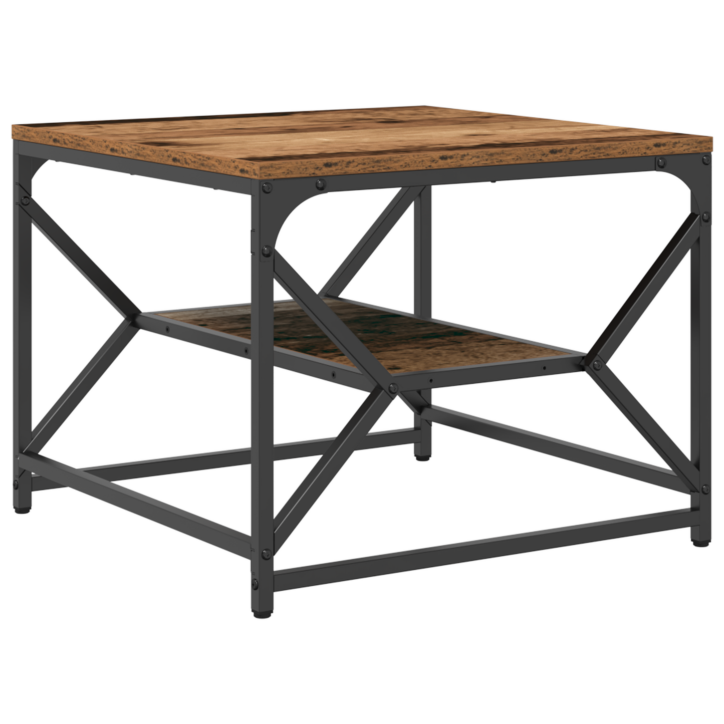 Sofabord Med Hylde I Gammelt Træ 51X50X40 Cm Ingeniørtræ