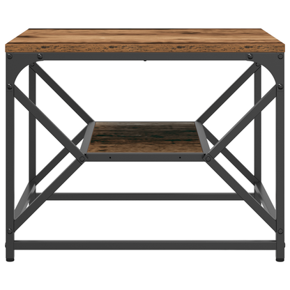 Sofabord Med Hylde I Gammelt Træ 51X50X40 Cm Ingeniørtræ