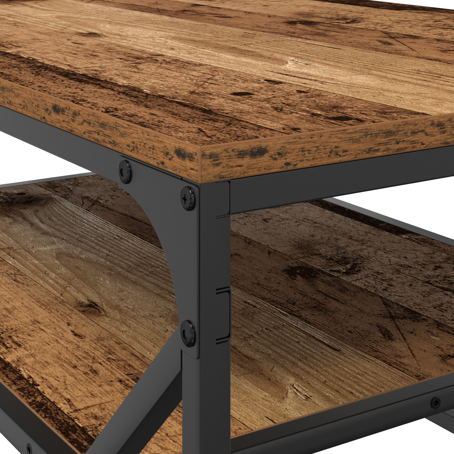 Sofabord Med Hylde I Gammelt Træ 90X50X40 Cm - Konstrueret Træ