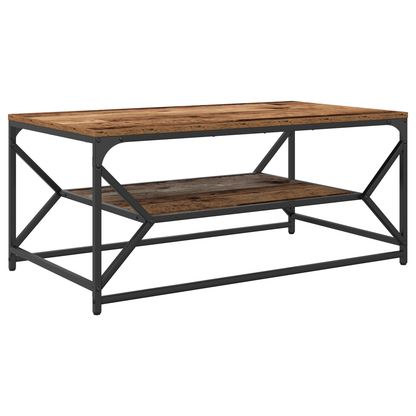 Sofabord Med Hylde I Gammelt Træ 90X50X40 Cm - Konstrueret Træ
