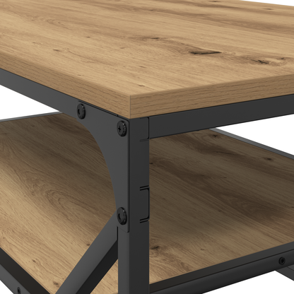 Sofabord Med Hylde I Artisan Eg 90X50X40 Cm Lavet Af Træ