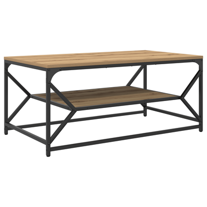 Sofabord Med Hylde I Artisan Eg 90X50X40 Cm Lavet Af Træ