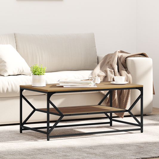 Sofabord Med Hylde I Artisan Eg 90X50X40 Cm Lavet Af Træ